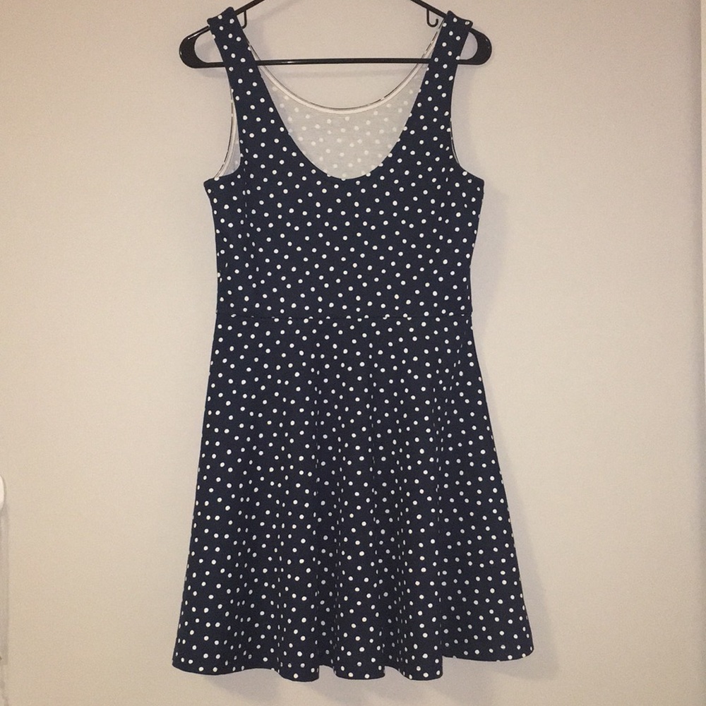 Navy dress with white polka dots - Picture 2 of 2